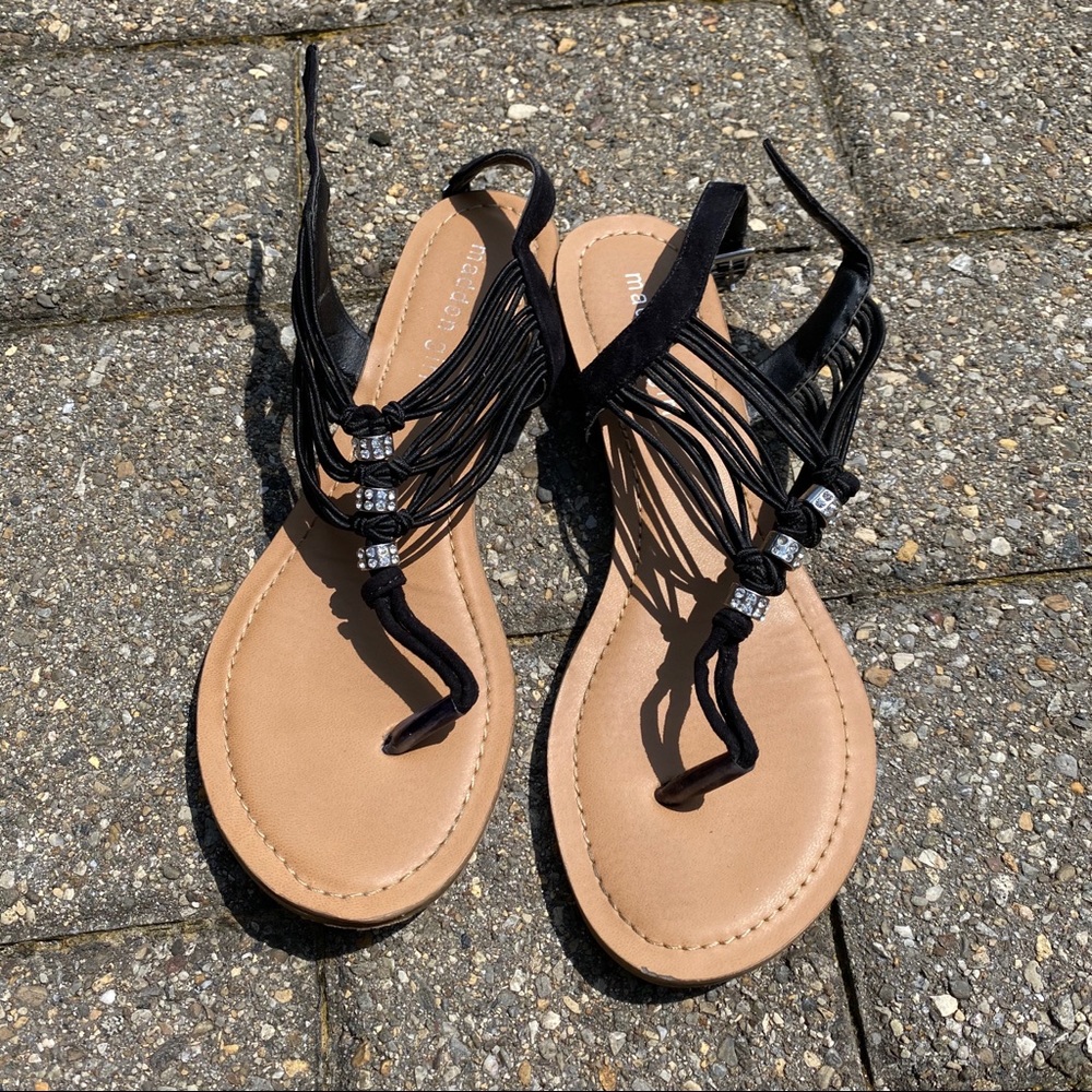 Madden Girl Elastic Strap Rhinestone Sandals